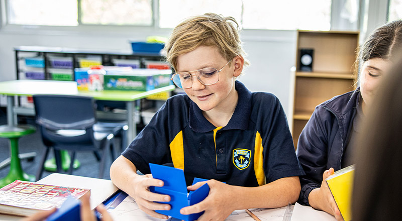 Student learning in the classroom at St Mary's Primary School Rydalmere