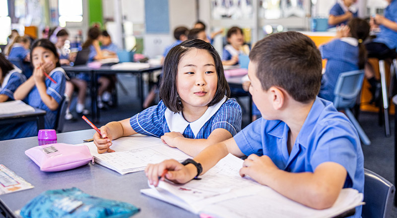 Students learning together in the classroom at St Mary's Primary School Rydalmere